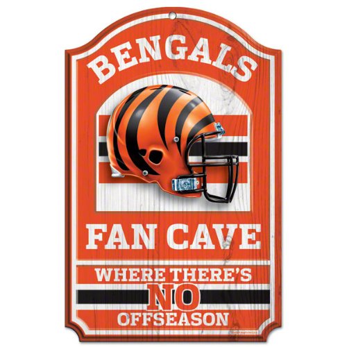 NFL Cincinnati Bengals Fan Cave Wood Sign, 11" x 17"