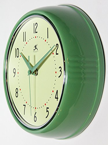Infinity Instruments Retro 9.5" Round Metal Wall Clock Angle2