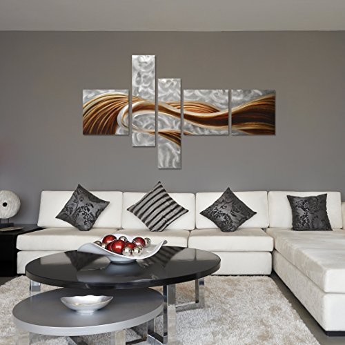 Pure Art Caramel Desire Contemporary Metal Artwork (Set of 5 Panels) 40"x69" Installed6