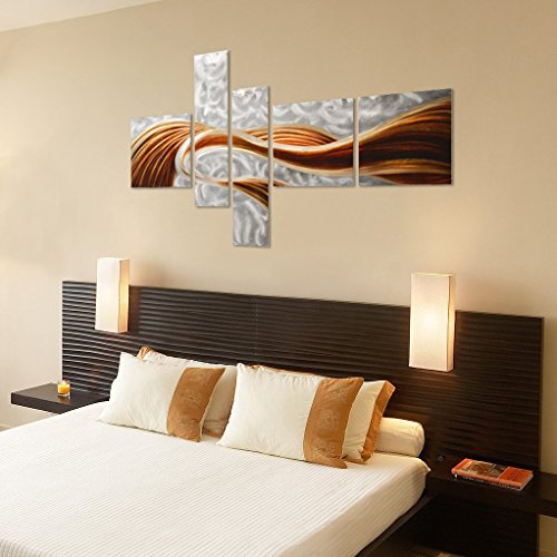 Pure Art Caramel Desire Contemporary Metal Artwork (Set of 5 Panels) 40"x69" Installed5