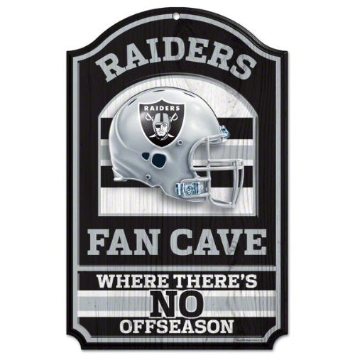 NFL Oakland Raiders Fan Cave Wood Sign, 11" x 17"