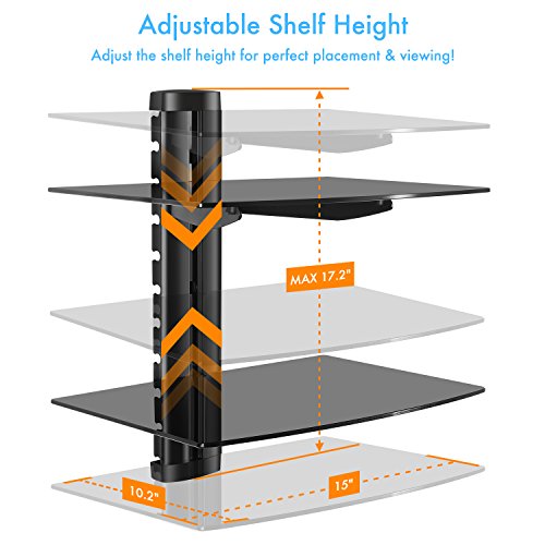 PERLESMITH Double Floating Wall Mount Shelf w/Tempered Glass Shelves Features2