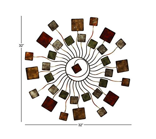 Deco 32" Modern Blossom Sun Abstract Metal Wall Art Size