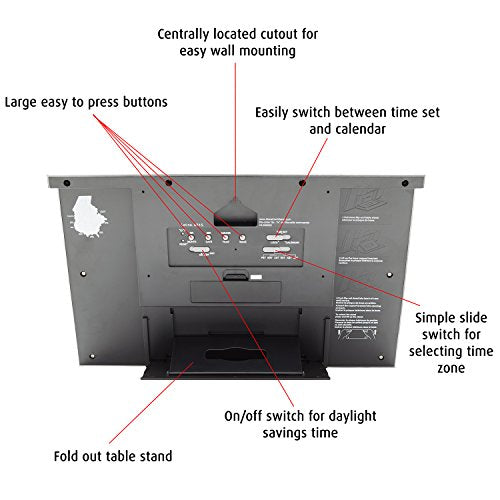 MARATHON Commercial Grade Jumbo Atomic Wall Clock in Wood Tone (4 colors) Back