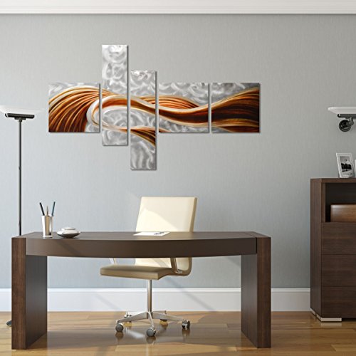 Pure Art Caramel Desire Contemporary Metal Artwork (Set of 5 Panels) 40"x69" Installed3