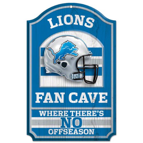 NFL Detroit Lions Fan Cave Wood Sign, 11" x 17"
