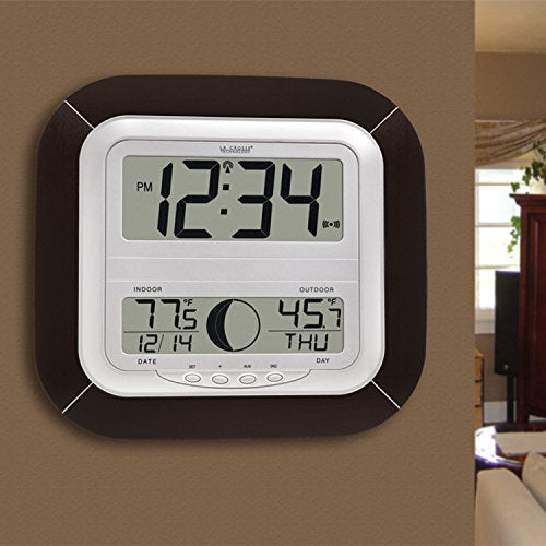 La Crosse Technology Atomic Digital Wall Clock with Moon Phase Installed