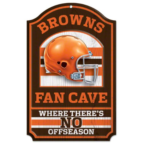 NFL Cleveland Browns Fan Cave Wood Sign, 11" x 17"