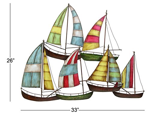 Deco Metal Sailing Boat Decor 10"x17" Size