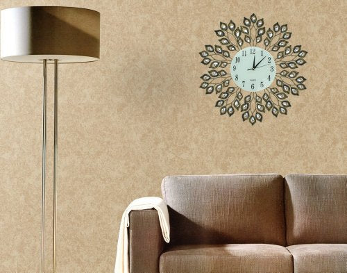 Lulu Decor 25" Decorative Leaf Metal Wall Clock Installed2