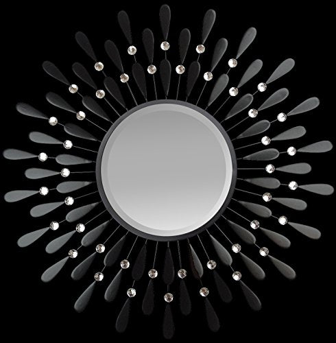 Lulu Decor 23" Beveled Black Wall Mirror Dark