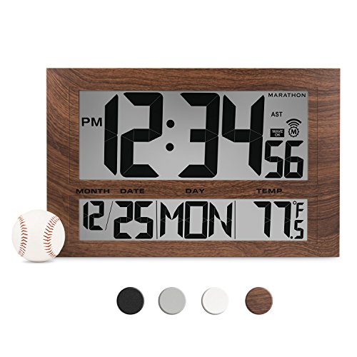 MARATHON Commercial Grade Jumbo Atomic Wall Clock in Wood Tone 