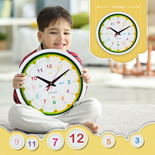 Time Telling Teacher Children's 12.5" Silent Wall Clock Installed4