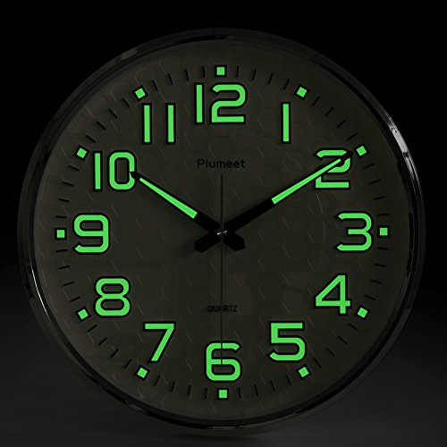 Plumeet 13" Silent Wall Clock with Night Lights Night