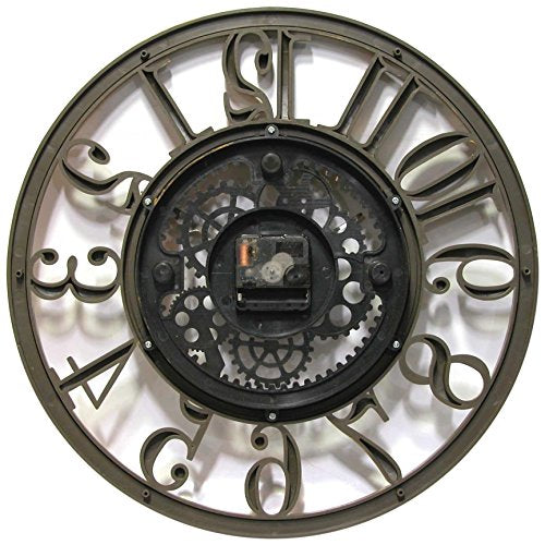 Infinity Instruments 15" Gear Open Dial Resin Clock Back