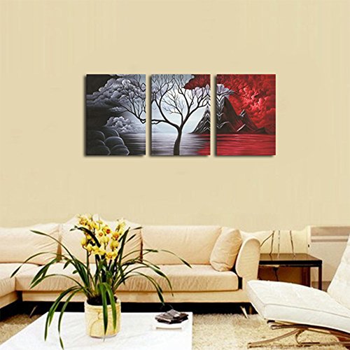 Wieco Art "The Cloud Tree" 3 Panel Giclee Canvas Print