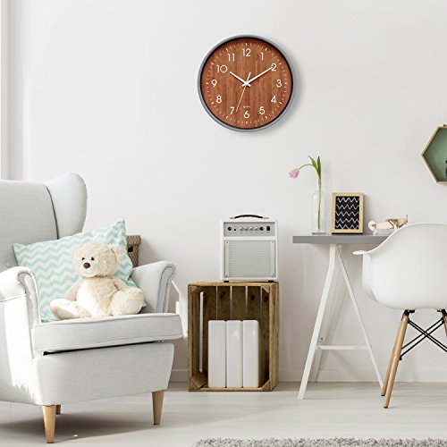 12" Wooden Look Office Wall Clock Installed