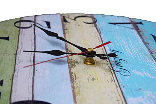 Grazing 12" Vintage Tuscan Style Wooden Wall Clock Magnify