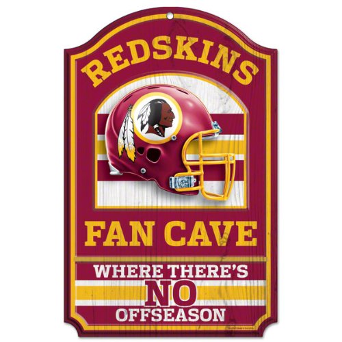 NFL Washington Redskins Fan Cave Wood Sign, 11" x 17"