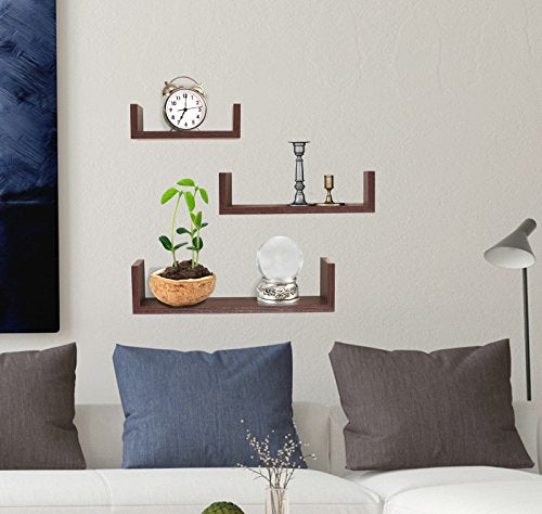 Greenco Floating U Shelves (Set of 3, 5 Variants) Installed2