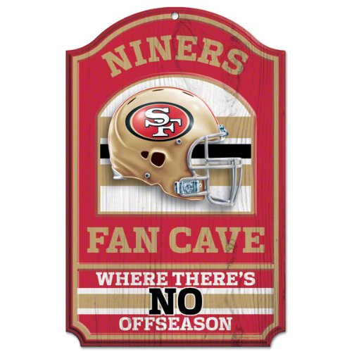 NFL San Francisco 49ers Fan Cave Wood Sign, 11" x 17"