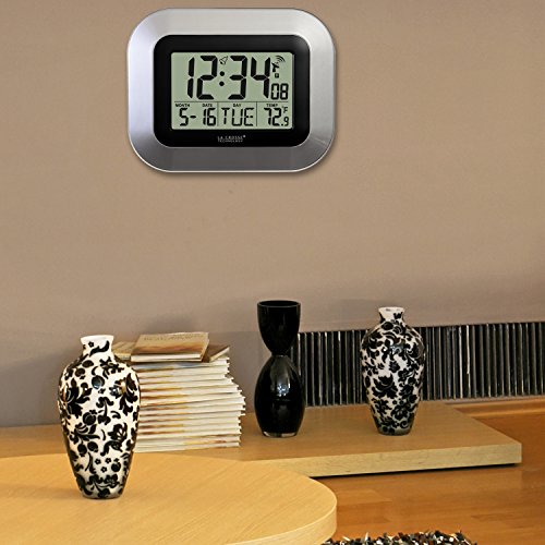 La Crosse Technology Atomic Digital Wall Clock with Indoor Temperature 9"x7" Installed2
