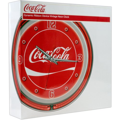 Officially Licensed 14" Coca-Cola Chrome Double Ring Neon Clock Packaged