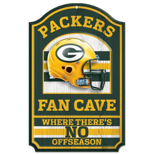 NFL Green Bay Packers Fan Cave Wood Sign, 11" x 17"