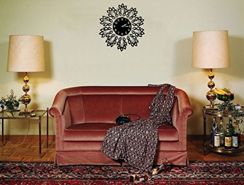 Lulu Decor 25" Decorative Black Leaf Metal Wall Clock Installed4