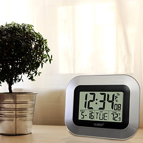 La Crosse Technology Atomic Digital Wall Clock with Indoor Temperature 9"x7" Installed
