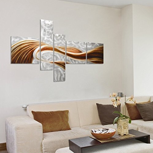 Pure Art Caramel Desire Contemporary Metal Artwork (Set of 5 Panels) 40"x69" Installed