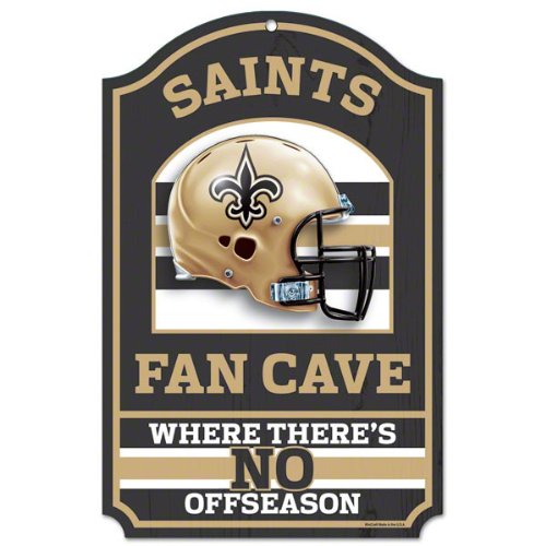 NFL New Orleans Saints Fan Cave Wood Sign, 11" x 17"