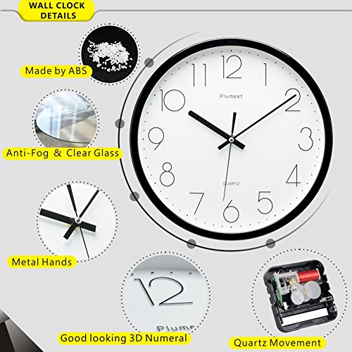 Plumeet 12" Silent Modern Wall Clock Features
