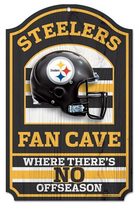 NFL Pittsburgh Steelers Fan Cave Wood Sign, 11" x 17"