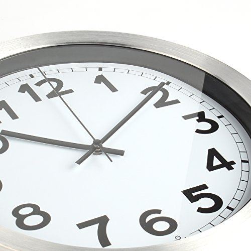 Hippih 12" Non-Ticking Decorative Silver Aluminium Wall Clock Magnify