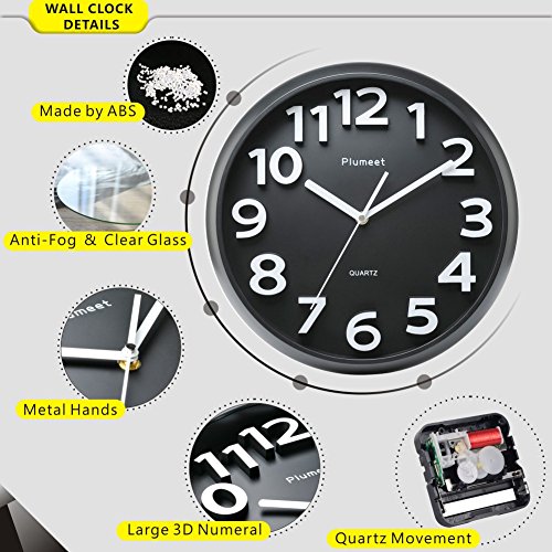 Plumeet 13" Silent Wall Clock Features