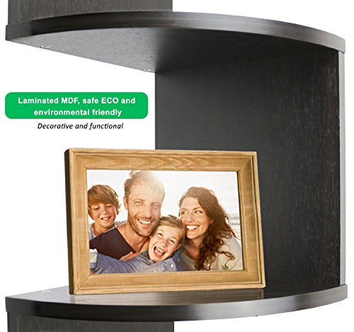 Greenco 5 Tier Wall Mount Corner Shelves 7.75"x48.5" Magnify