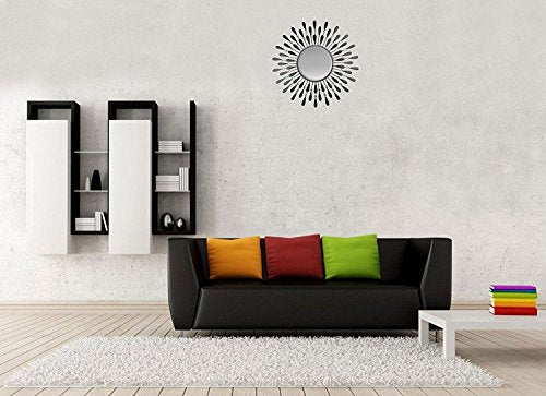 Lulu Decor 23" Beveled Black Wall Mirror Installed6