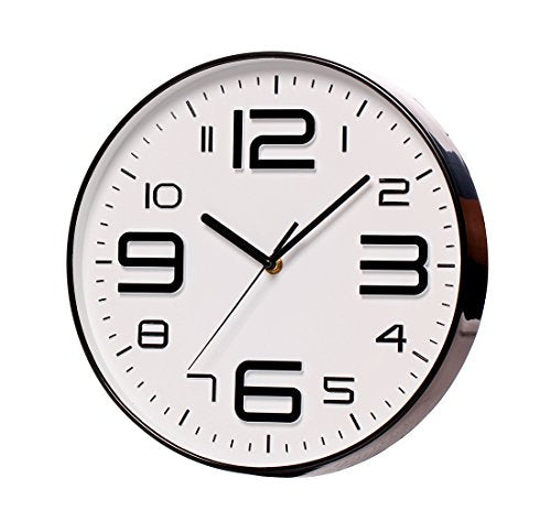 SonYo 10" Big 3D Number Blackedge Quartz Wall Clock Angle