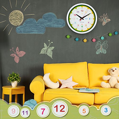 Time Telling Teacher Children's 12.5" Silent Wall Clock Installed