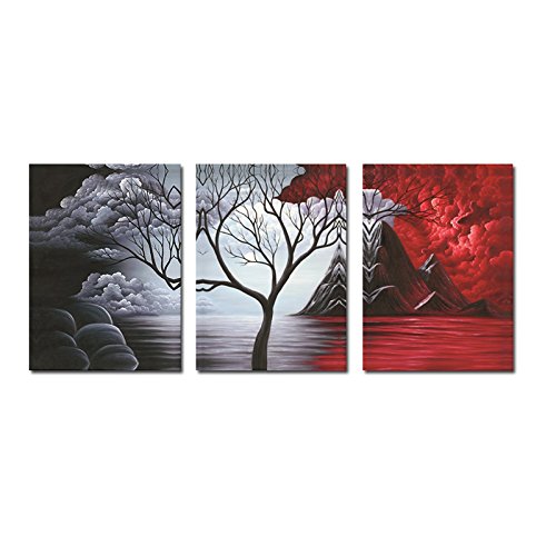 Wieco Art "The Cloud Tree" 3 Panel Giclee Canvas Print
