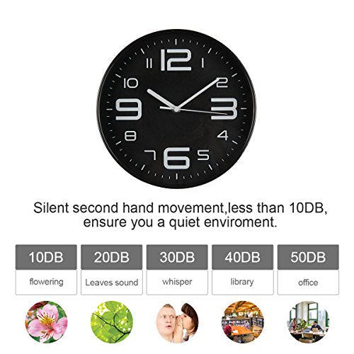 SonYo 10" Big 3D Number Silent Wall Clock Features
