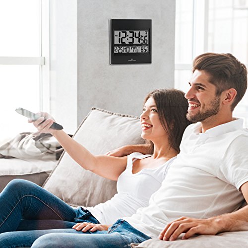 MARATHON Atomic Wall Clock with 8 Timezones, Indoor/Outdoor Temperature & Date 11"x10" Installed