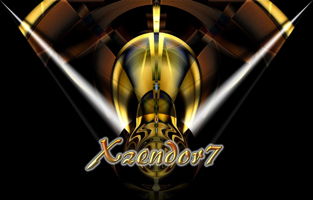 Xzendor7 "V-Shaped Elliptical Golden Spheres" Glossy Poster