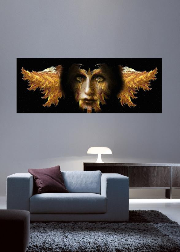 Xzendor7 "Gold Girl Fractal Feather Fluff Carved" Glossy Poster