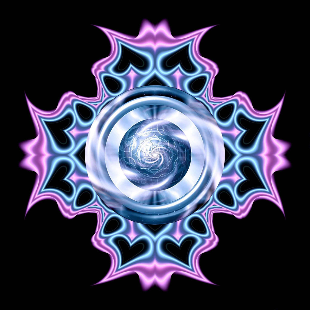 Xzendor7 "Warped Hearts Metallic Blue Pink" Glossy Poster