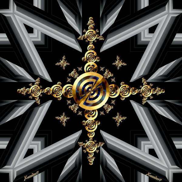 Xzendor7 "Golden Twirl Cross Light" Glossy Poster