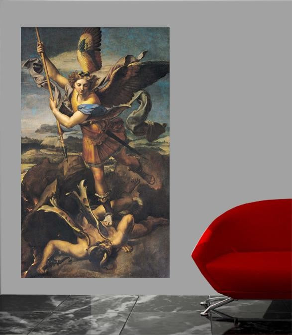 Sanzio "St. Michael Overwhelming the Demon" (1518) Wall Decal