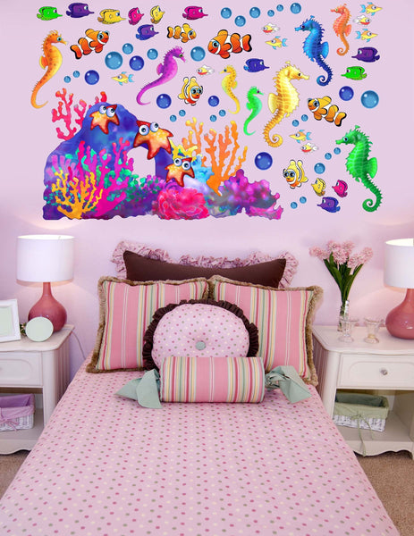 Murals2Go Seahorse &amp; Clowns Multi-Pak Wall Decals