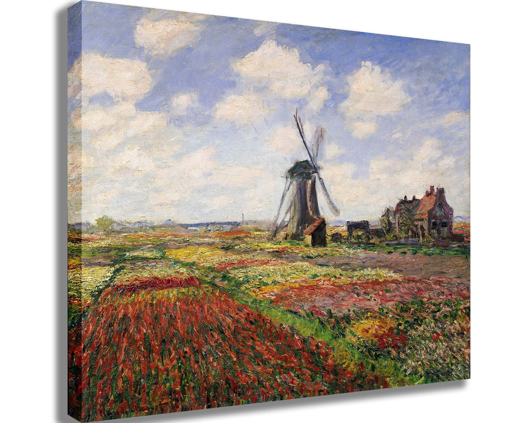 Monet "Tulip Fields with the Rijnsburg Windmill" (1886) Canvas Printed
